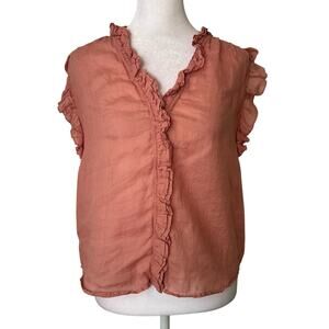 FRAME pink button front sleeveless top size XS